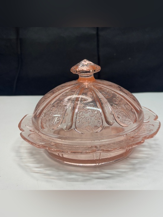 Other - Jeannette Pink Cherry Blossom Butter Dish With Lid